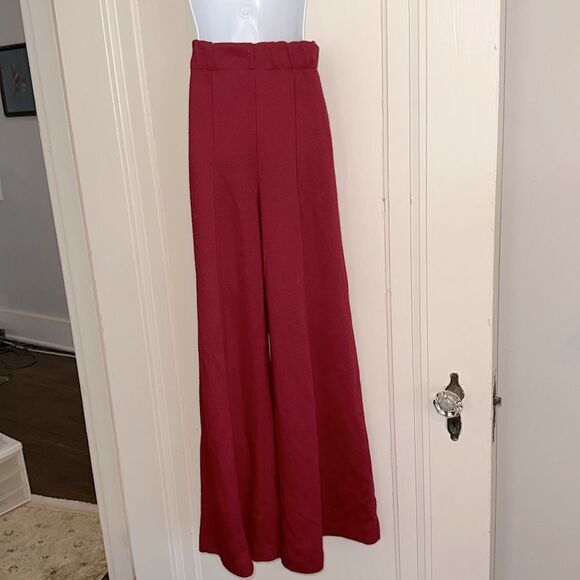 Vintage 70s Cinderella girls red acrylic/polyester wide leg pull on pants - Picture 5 of 11